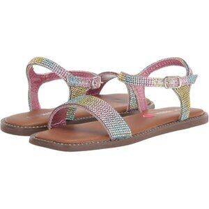 Steve Madden Rainbow Sequin Jnishar Flat Sandal Big Girls 4 Buckle Ankle Strap